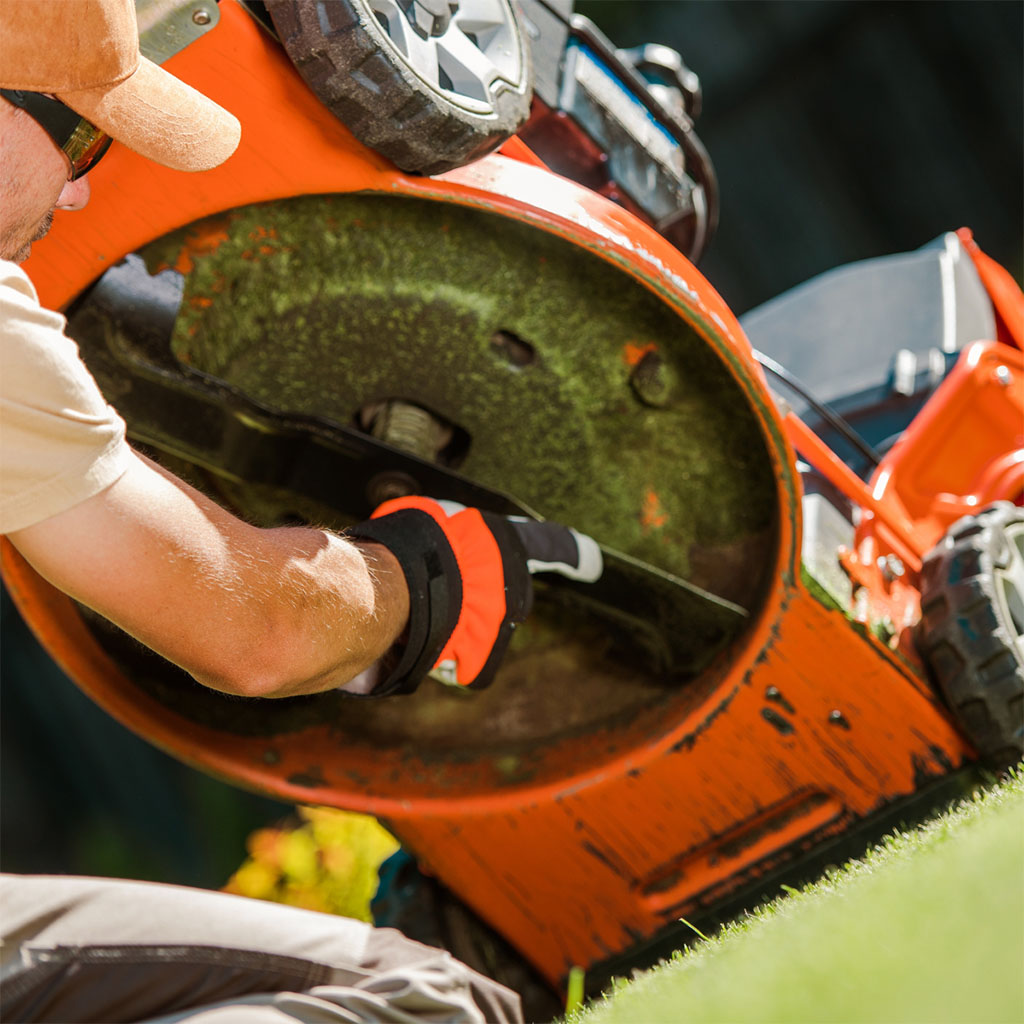 Lawnmower blades being shaprened